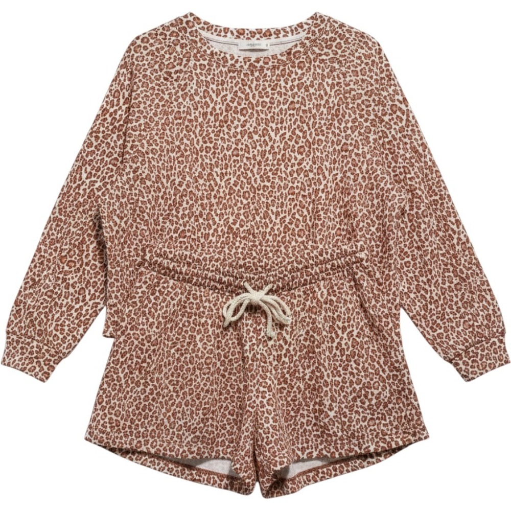 Lou & Grey Leopard‎ Print Lounge Set Sweatshirt and Shorts Terracotta LP XL